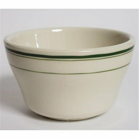 TUXTON CHINA Green Bay 8 oz. Wide Rim Rolled Edge with Green Band Bouillon - American White - 3 Dozen TGB-004